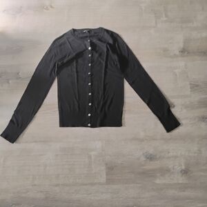 BCBGMAXAZRIA Black Button-Front Knit Cardigan Sweater - Small